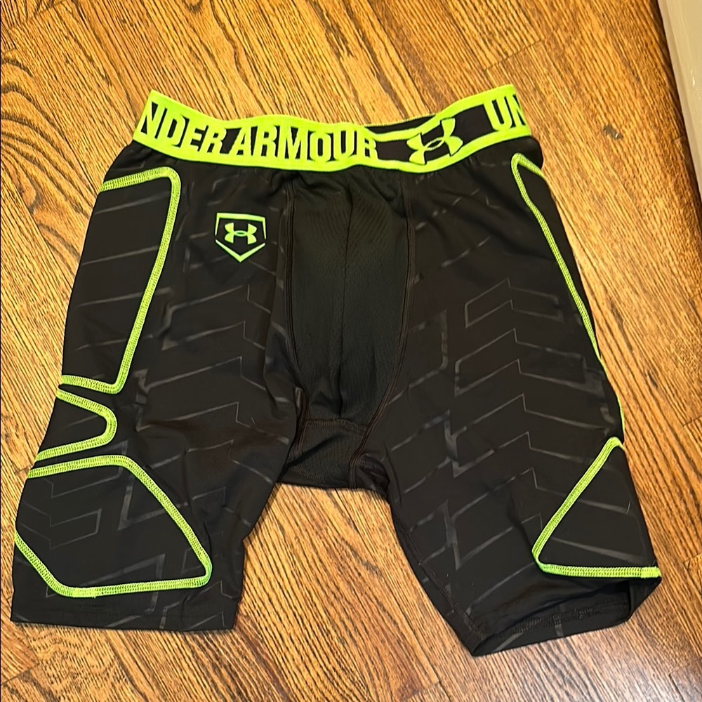 NWT- Under Armour Black and Neon Green performance apparel. Compression shorts.